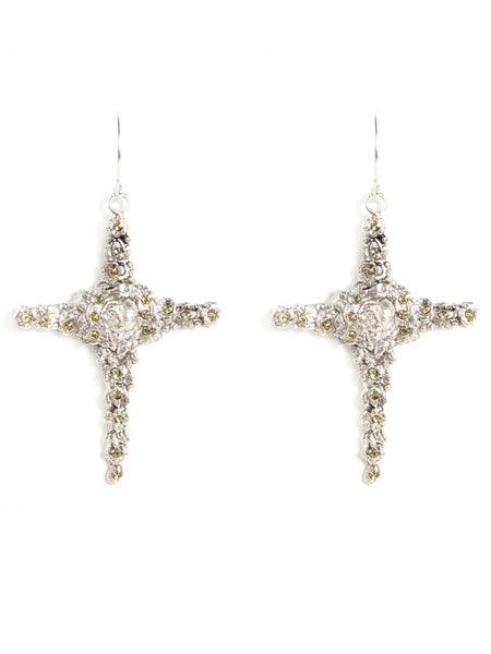 Saint Ava Cross Earrings in Silver