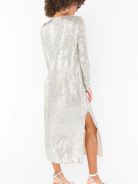 Maddison Dress in Platinum Sequins