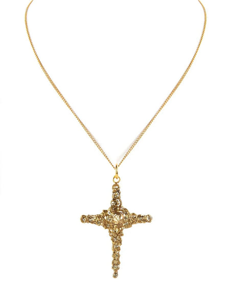 Saint Ava Cross Charm Necklace in Gold