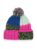 Hand Knit Bobble Hat in Pink & Green