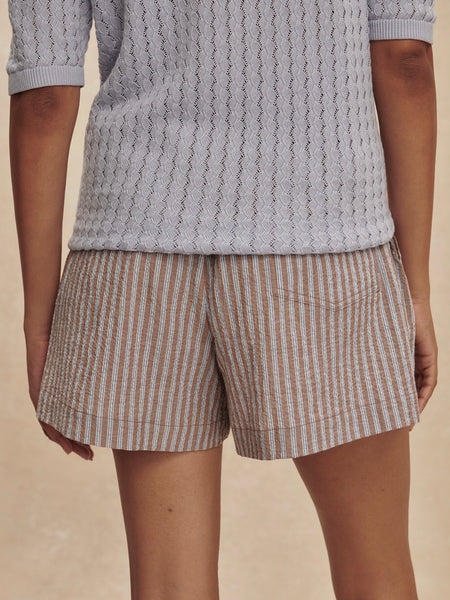 Darina Short 4 in Cocoa Blue Stripe