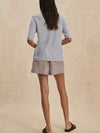 Darina Short 4 in Cocoa Blue Stripe