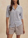 Darina Short 4 in Cocoa Blue Stripe