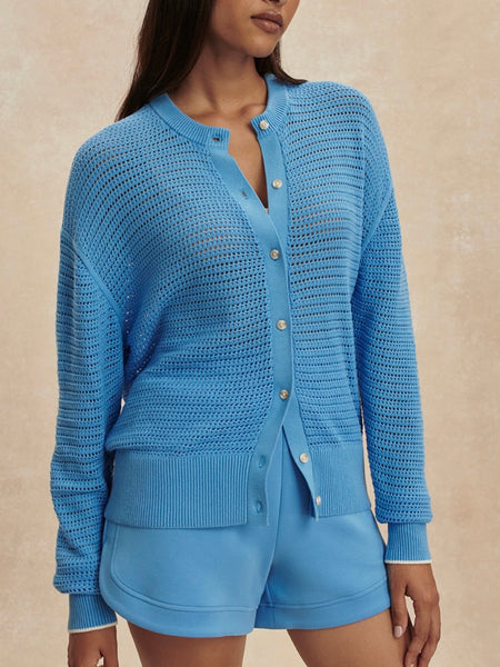 Pembroke Knit Cardigan in Azure Blue