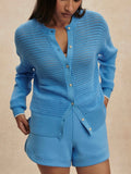 Pembroke Knit Cardigan in Azure Blue