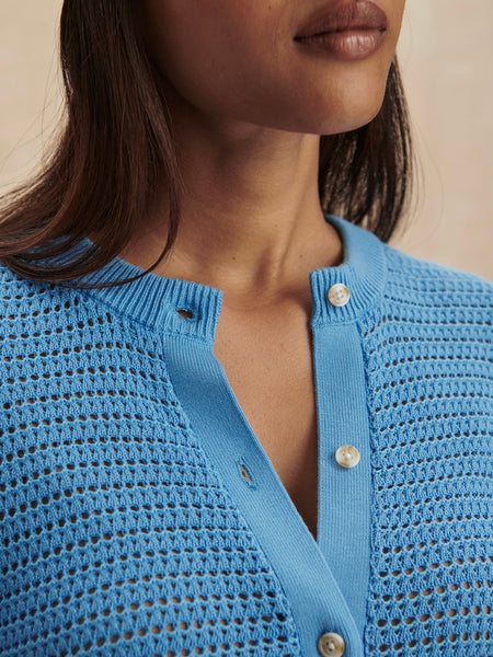 Pembroke Knit Cardigan in Azure Blue