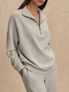 Hawley Half Zip Sweat in Light Grey Marl