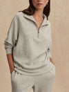 Hawley Half Zip Sweat in Light Grey Marl