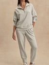 Hawley Half Zip Sweat in Light Grey Marl