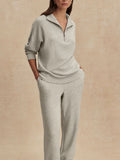 Hawley Half Zip Sweat in Light Grey Marl
