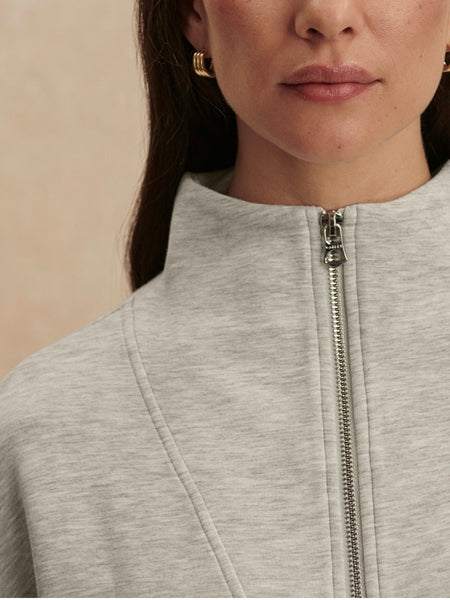 Hawley Half Zip Sweat in Light Grey Marl