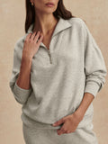 Hawley Half Zip Sweat in Light Grey Marl