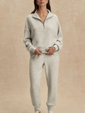 Hawley Half Zip Sweat in Light Grey Marl