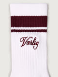 Lamar Club Stripe Sock in White & Port