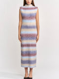 Erin Knit Maxi Dress in Blue Brown Ombre