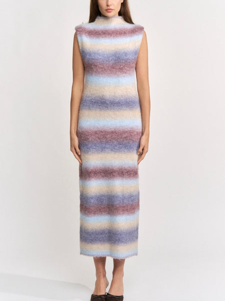 Erin Knit Maxi Dress in Blue Brown Ombre