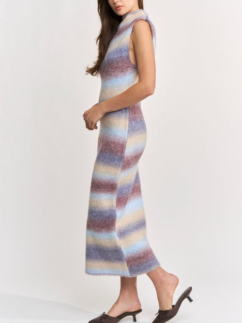 Erin Knit Maxi Dress in Blue Brown Ombre