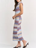 Erin Knit Maxi Dress in Blue Brown Ombre