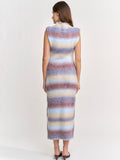 Erin Knit Maxi Dress in Blue Brown Ombre