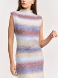 Erin Knit Maxi Dress in Blue Brown Ombre