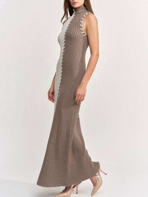 Tori Midi Skirt Dress in Dark Brown Taupe