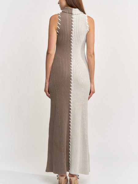 Tori Midi Skirt Dress in Dark Brown Taupe
