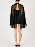 Evangeline Cape Mini Dress in Black