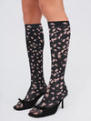 Floral Knee High Socks in Black