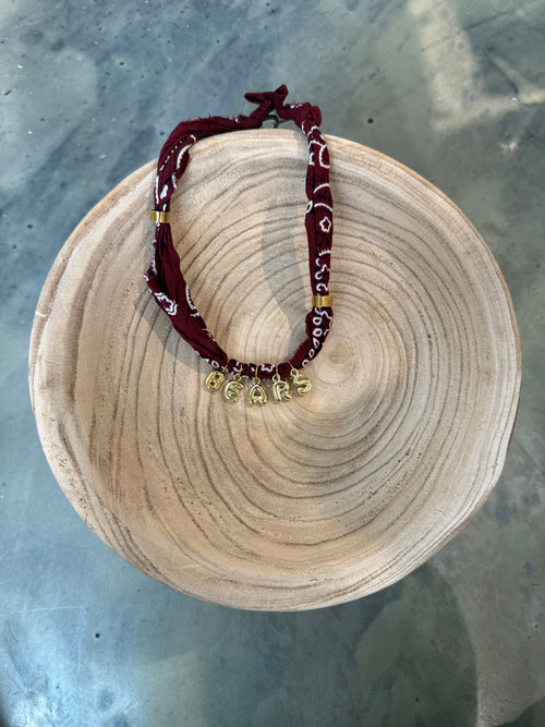 Bandana Charm Necklace in Maroon Puff BEARS
