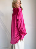 Washed Satin Weekend Shirt in Love Potion