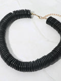 Wooden Disc Necklace in Black