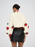 Ellie Rosette Cardigan in White