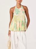 Belen Top in Green Peach Tropical