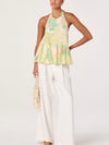 Belen Top in Green Peach Tropical
