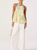 Belen Top in Green Peach Tropical