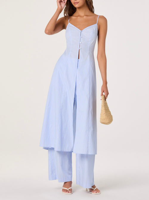 Rena Tunic Top in Blue Pinstripe