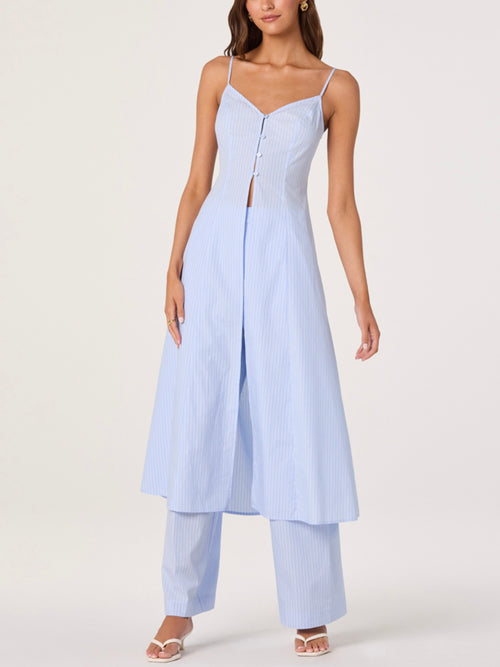 Rena Tunic Top in Blue Pinstripe