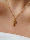 Lourdes CZ Cross Necklace
