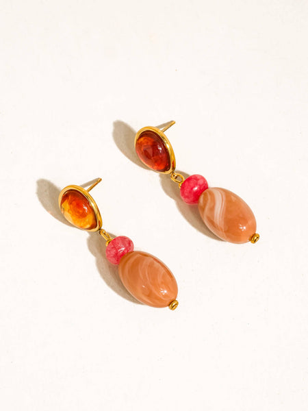 Burée Beaded Earrings in  Pink