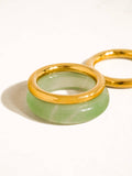 Moss Stone Ring Set in Green