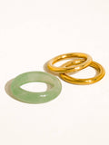 Moss Stone Ring Set in Green