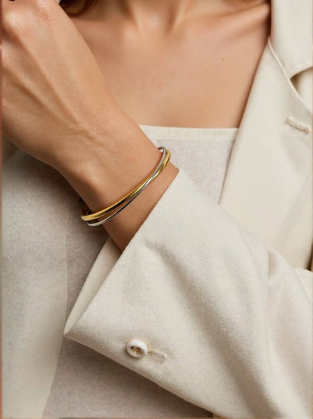 Rivoli Crossover Cuff Bracelet in Two Tone