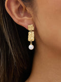 Amabel Hammered Pearl Drop Earrings