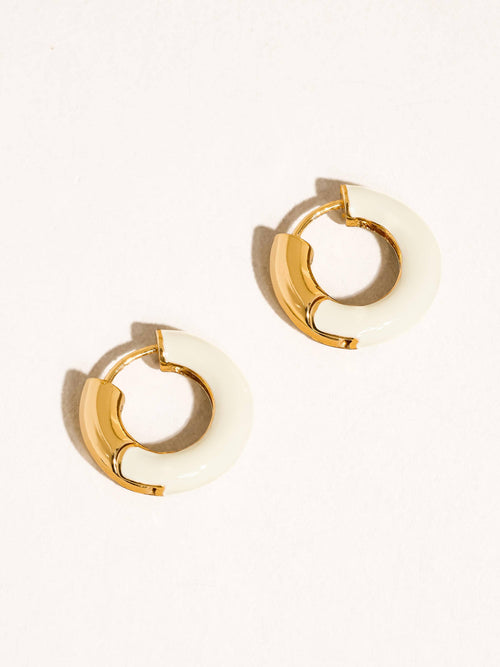 Odessa Enamel Hoops in White