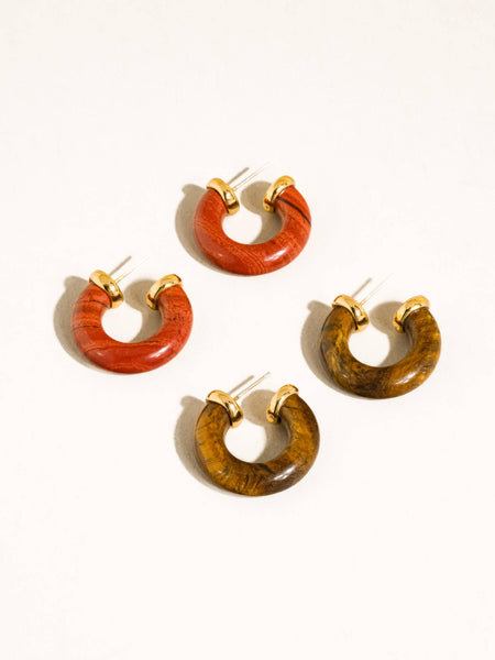 Quinnley Stone Hoops in Red