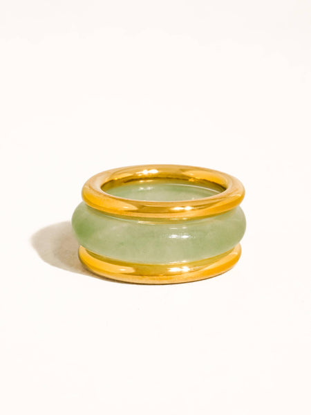 Moss Stone Ring Set in Green