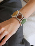 Auburn Stone Cuff Bracelet in Silver