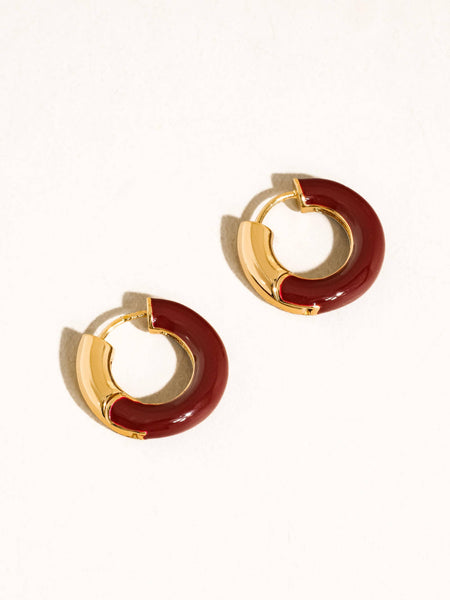 Odessa Enamel Hoops in Red