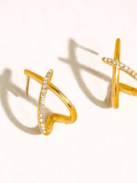 Echo CZ Crossover Earrings