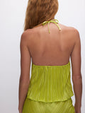 Always Fits Plisse Halter Tank in Chartreuse